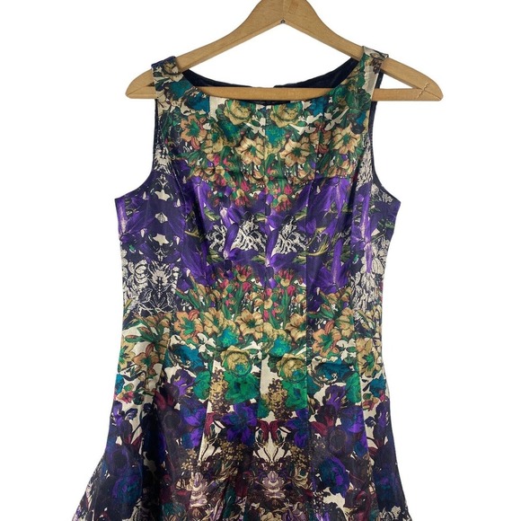 Dressbarn Dress 4 Fit & Flare Floral Print Cocktail Fancy Party Art to Wear - Picture 2 of 9